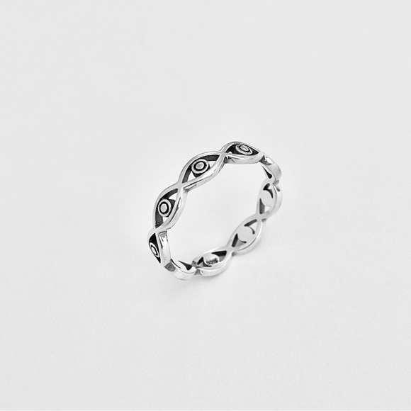 Sterling Silver Eternity All Seeing Eye Ring, Evil Eye Ring, Protection Rings - Picture 7 of 14